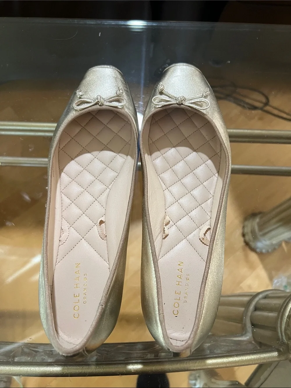 Cole Haan Metallic gold  Bow Ballet Flats